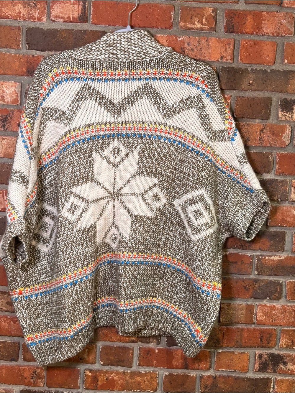American Eagle womens Alpaca blend chunky open front cardigan sweater taupe M - Picture 4 of 5